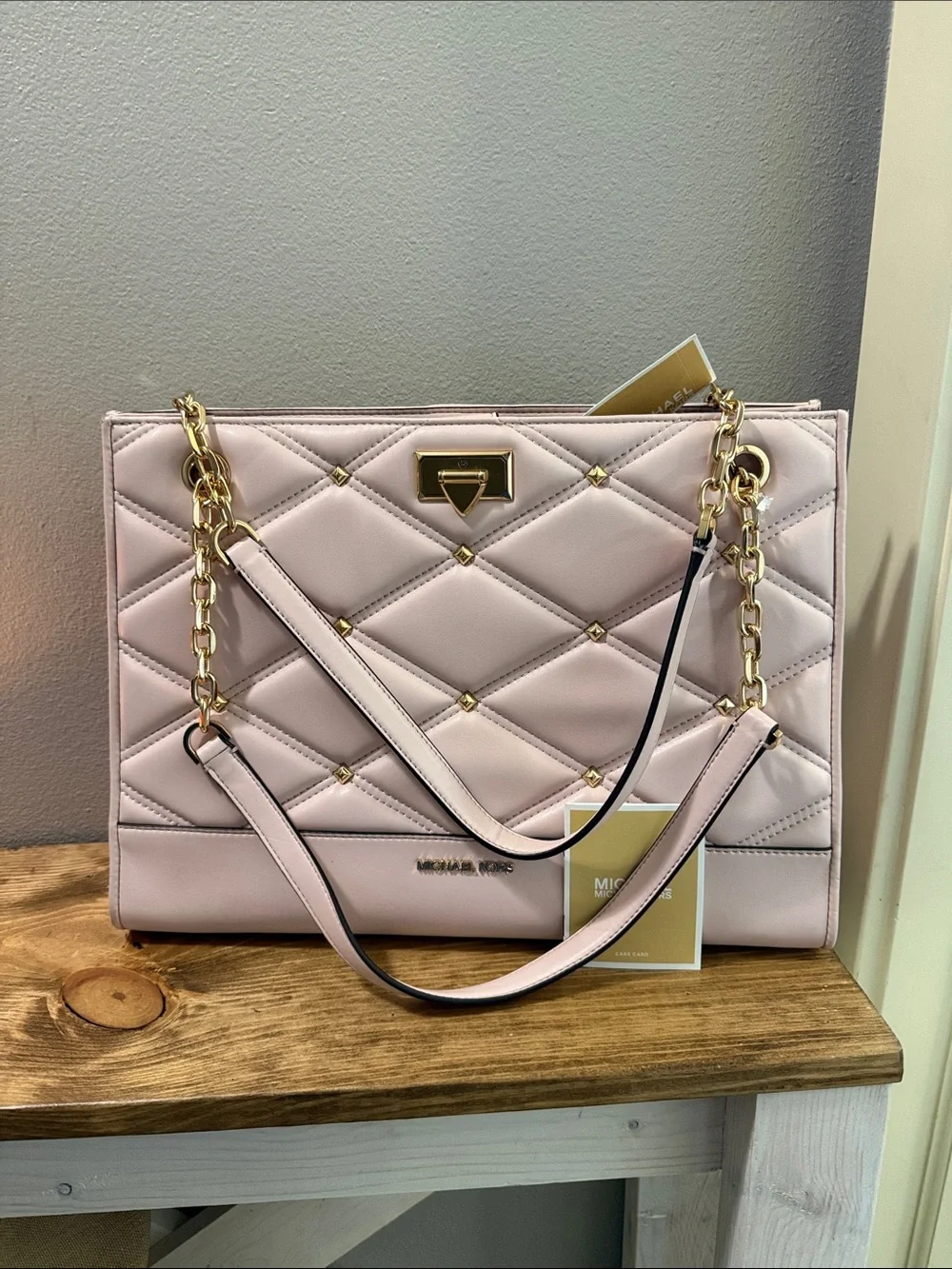 Michael Kors Serena Large Powder Blush Shoulder Bag NWT